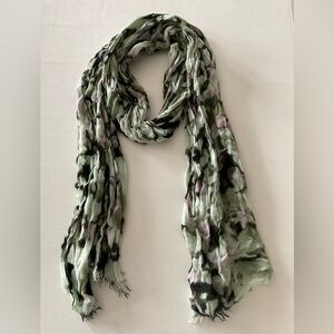 Light Green Floral Crinkle Scarf - Women Accessories